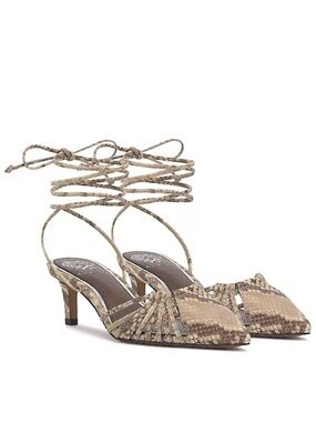 134. Vince Camuto $150 Kota Ankle-Wrap Snake print Kitten Heels Pumps